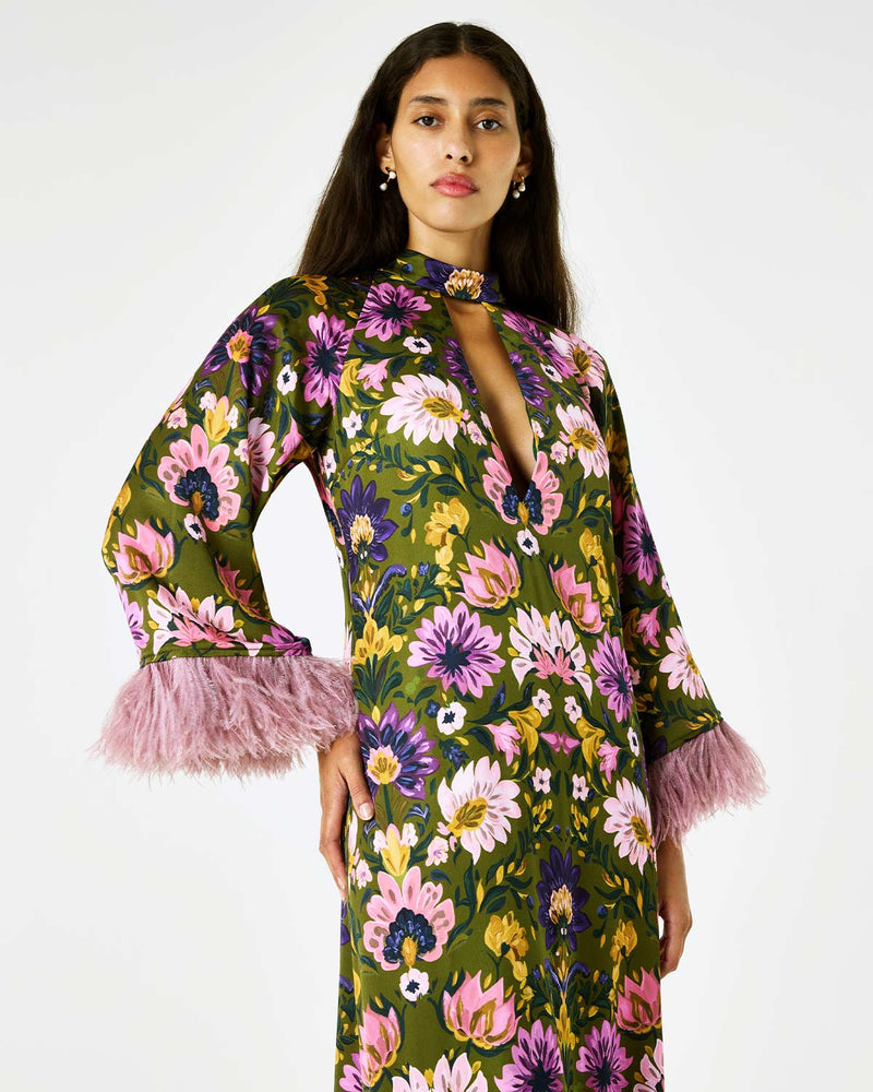 Avalon Crepe Satin Dress - Ambra Florita media 4