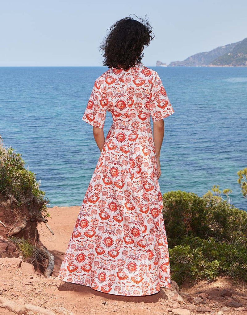 Posie Cotton Maxi Dress - Summer Sun Red
