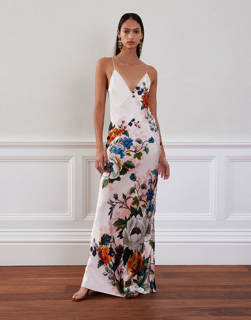 Olive Crepe Maxi Dress - Magical Blossom Pink