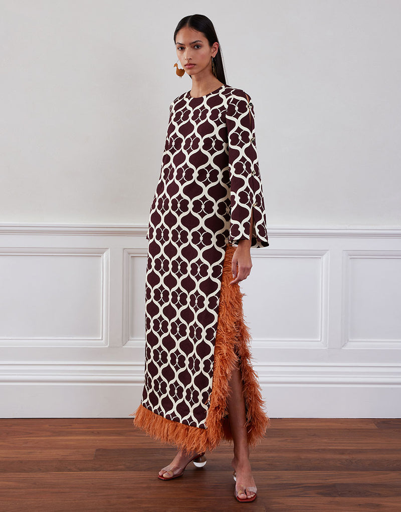 Brunetta Jacquard Maxi Dress - Loop Brown