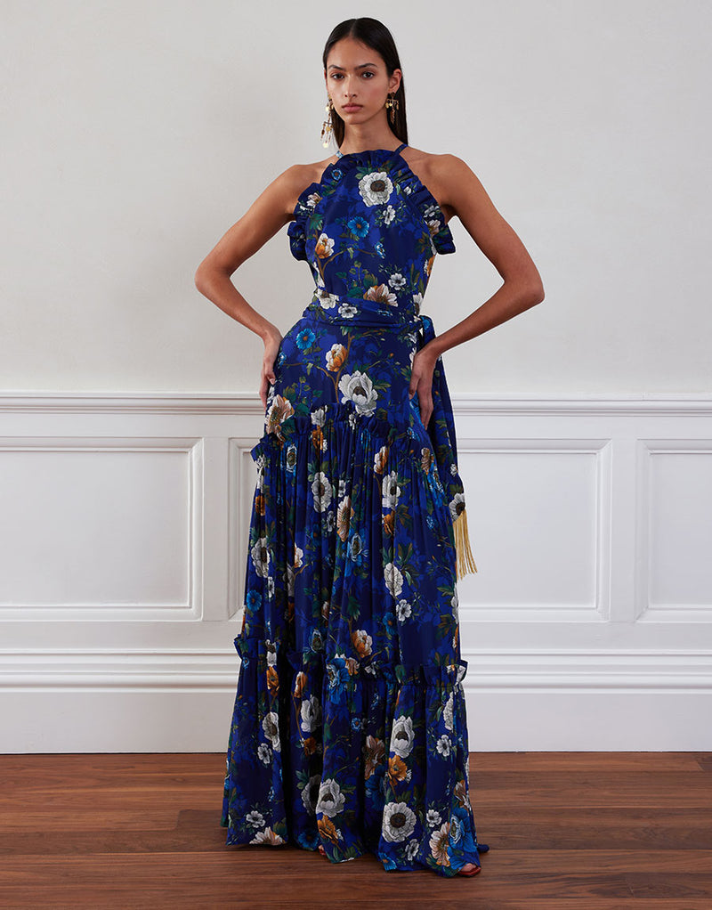 Tatiana Crepe Maxi Dress - Magical Blossom Navy