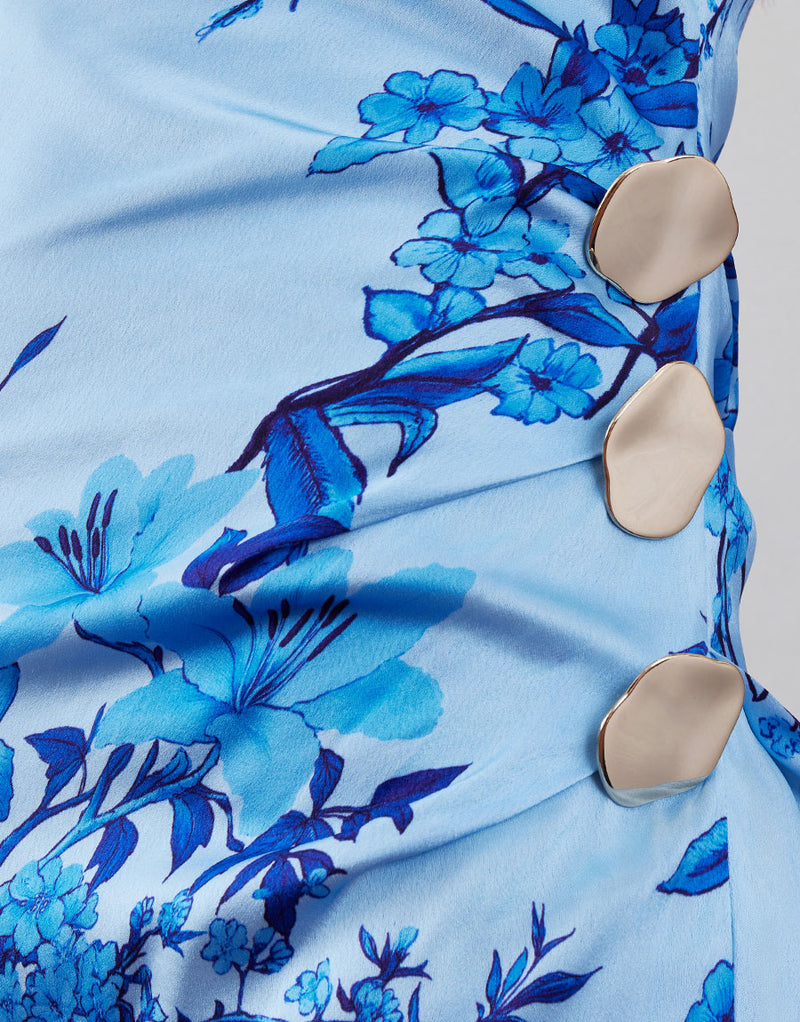 Atlantis Crepe Maxi Dress - Cherry Blossom Blue