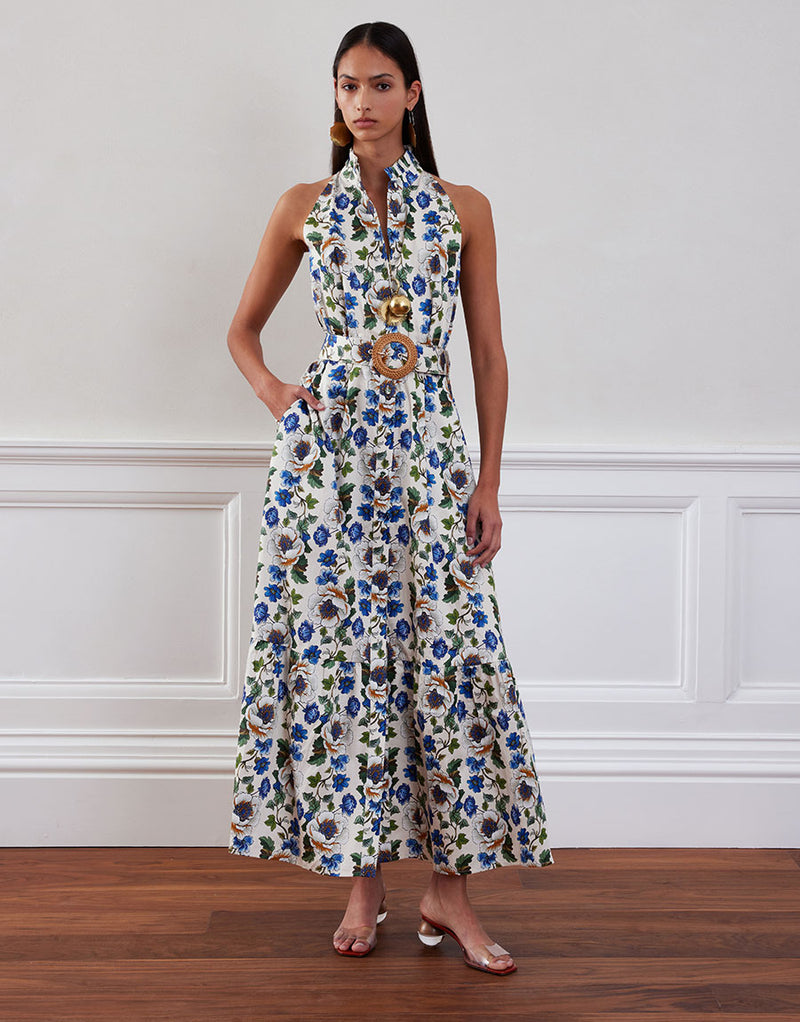 Biba Cotton Maxi Dress - Off White Vine Flower
