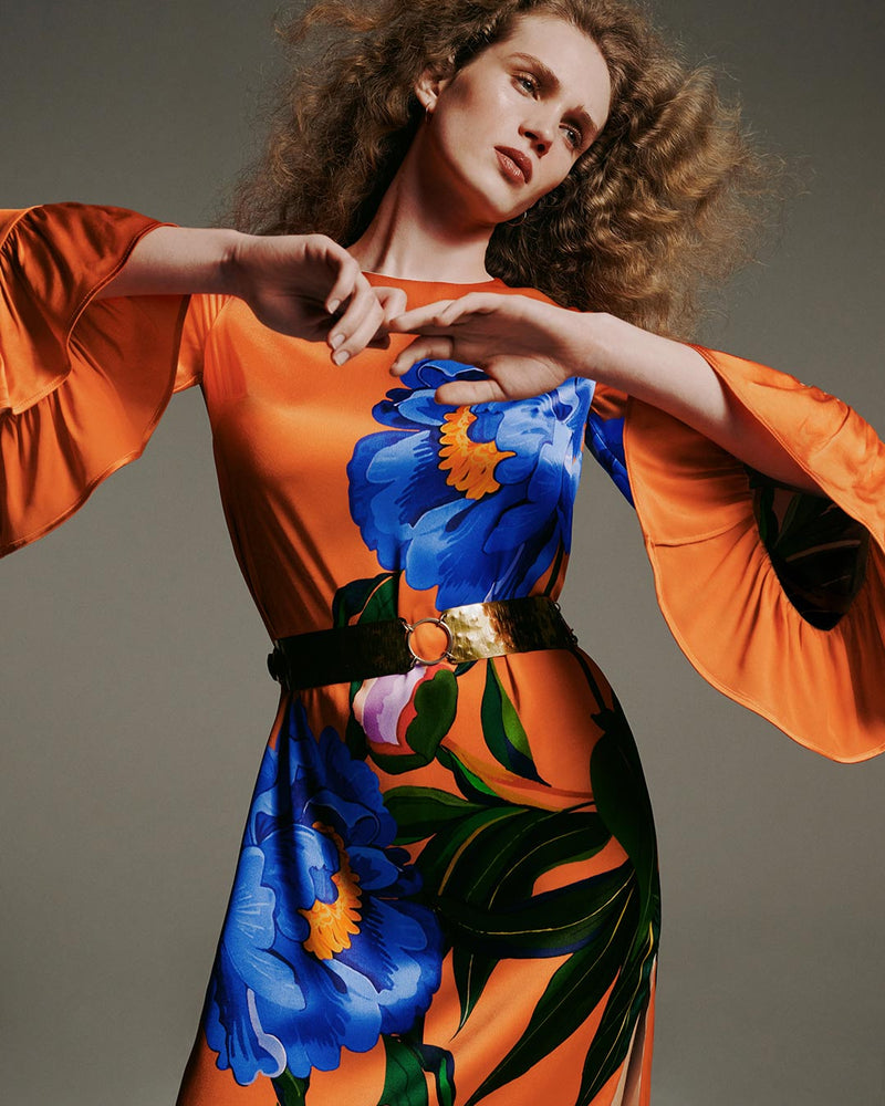 Celeste Satin Dress - Floral