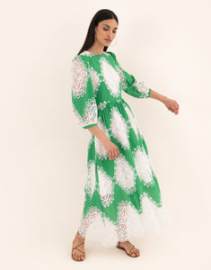 Constance Broderie Anglaise Midi Dress - Green