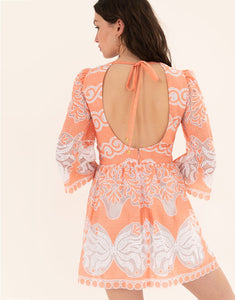 Carly Lace Mini Dress - Sunbath Coral