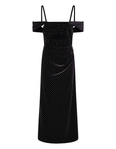 Adora Velvet Midi Dress - Crystal Black - SALE