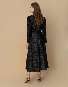 Bernadette Sequin Midi Dress - Black - SALE