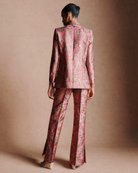 Morgan Jacquard Trouser - Pink & Gold media 2