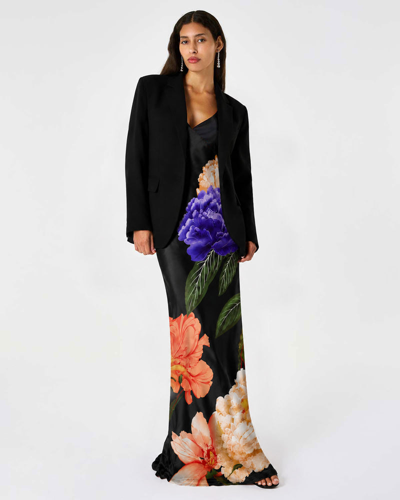 Olive Crepe Satin Dress - Majestic Black