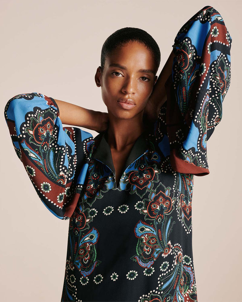 Millicent Crepe Dress - Magic Paisley Black media 6