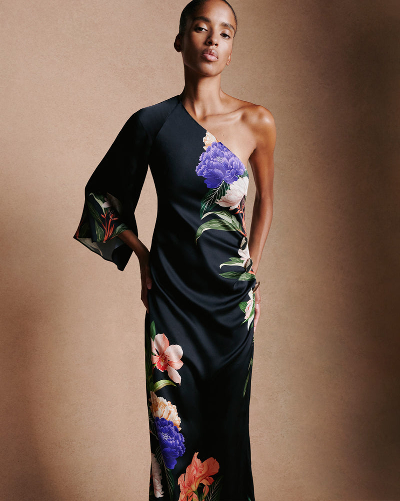 Atlantis Crepe Satin Dress - Black media 3