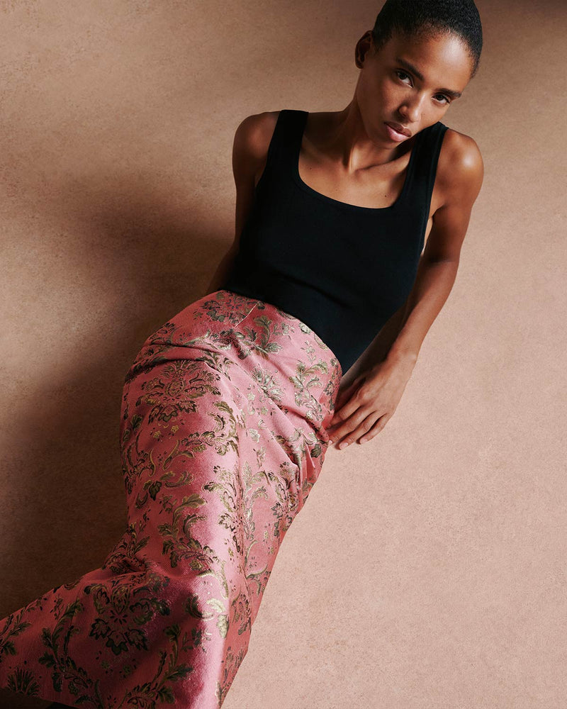 Brigitte Jacquard Skirt - Pink & Gold media 2