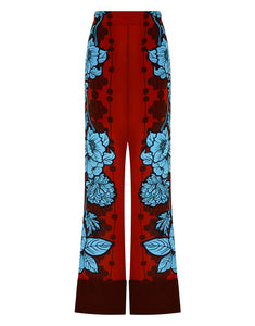 Havana Crepe Trouser - Glass Flower Burgundy