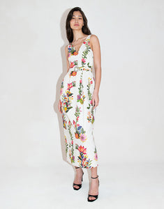 Jules Floral Jacquard Midi Dress - Sierra White