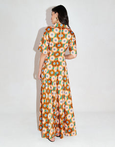 Posie Cotton Maxi Dress - Flower Pop Orange