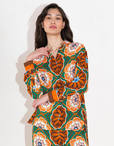 Nova Crepe Shirt - Flower Pop Orange