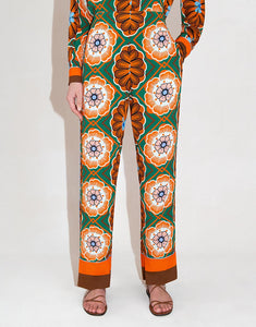 Havana Crepe Trouser - Flower Pop Orange