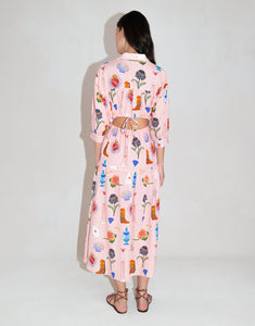 Uma Linen Midi Dress - Wanderlust Pink