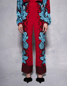 Havana Crepe Trouser - Glass Flower Burgundy