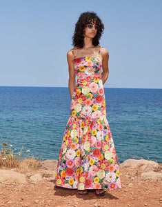 Cordiela Cotton Midi Dress - Over The Rainbow Pink