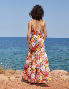 Cordiela Cotton Midi Dress - Over The Rainbow Pink