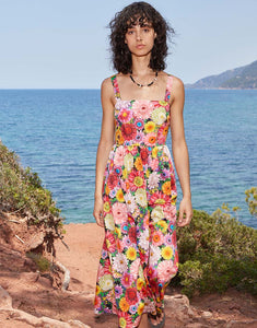 Ninet Cotton Midi Dress - Over The Rainbow Pink
