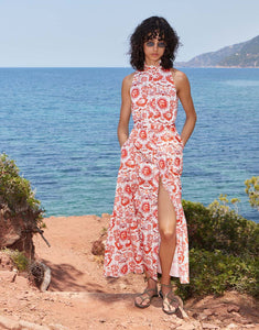 Biba Cotton Maxi Dress - Summer Sun Red