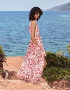 Biba Cotton Maxi Dress - Summer Sun Red
