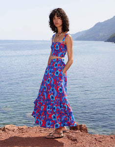 Paulina Cotton Midi Skirt - Venus Shell Blue