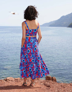 Paulina Cotton Midi Skirt - Venus Shell Blue