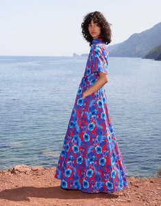Posie Cotton Maxi Dress - Venus Shell Blue