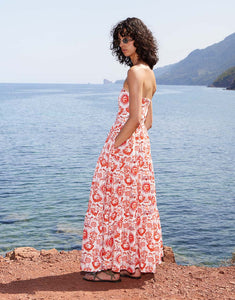 Jou Jou Cotton Midi Dress - Summer Sun Red