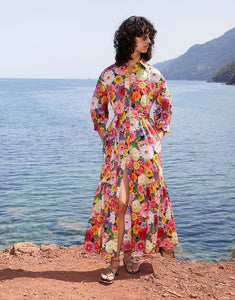 Bianca Cotton Maxi Dress - Over The Rainbow Pink