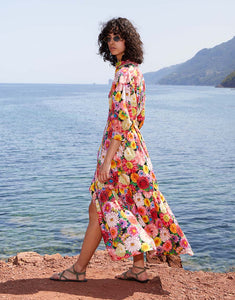 Bianca Cotton Maxi Dress - Over The Rainbow Pink