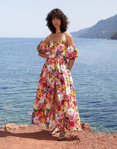 Julia Cotton Maxi Dress - Over The Rainbow Pink