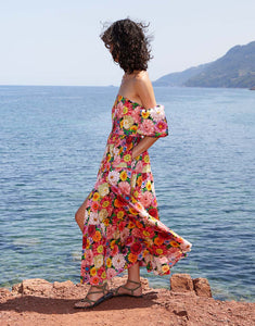 Julia Cotton Maxi Dress - Over The Rainbow Pink
