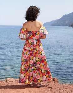 Julia Cotton Maxi Dress - Over The Rainbow Pink