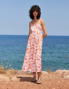 Ninet Cotton Midi Dress - Summer Sun Red