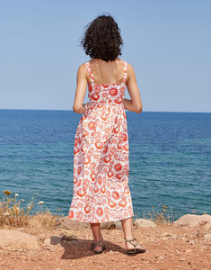 Ninet Cotton Midi Dress - Summer Sun Red