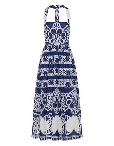 Mavaro Denim Midi Dress - Floral Navy