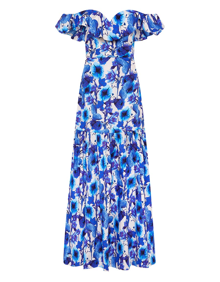 Jazella Cotton Maxi Dress - Venus Shell Blue