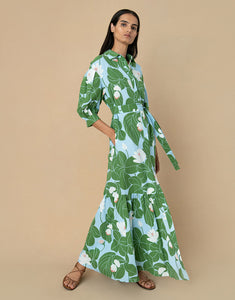 Bianca Linen Maxi Dress - Waterlily Green