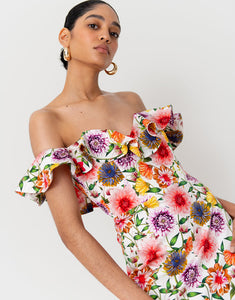 Jazella Cotton Maxi Dress - Summer Garden Pink