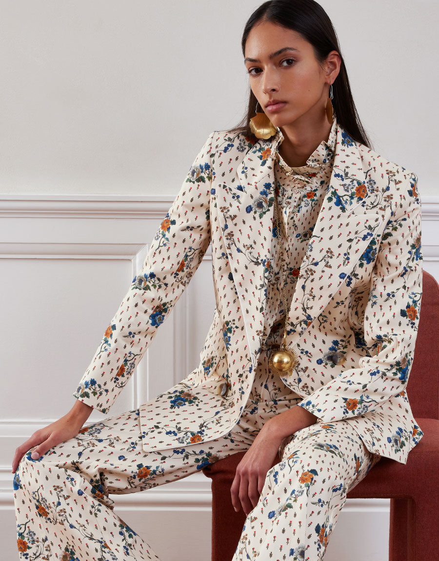 Quinn Twill Jacket - Floral Cream