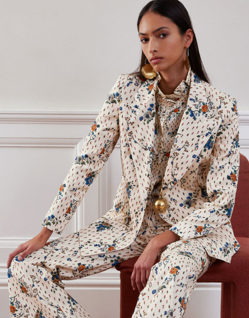 Quinn Twill Jacket - Floral Cream