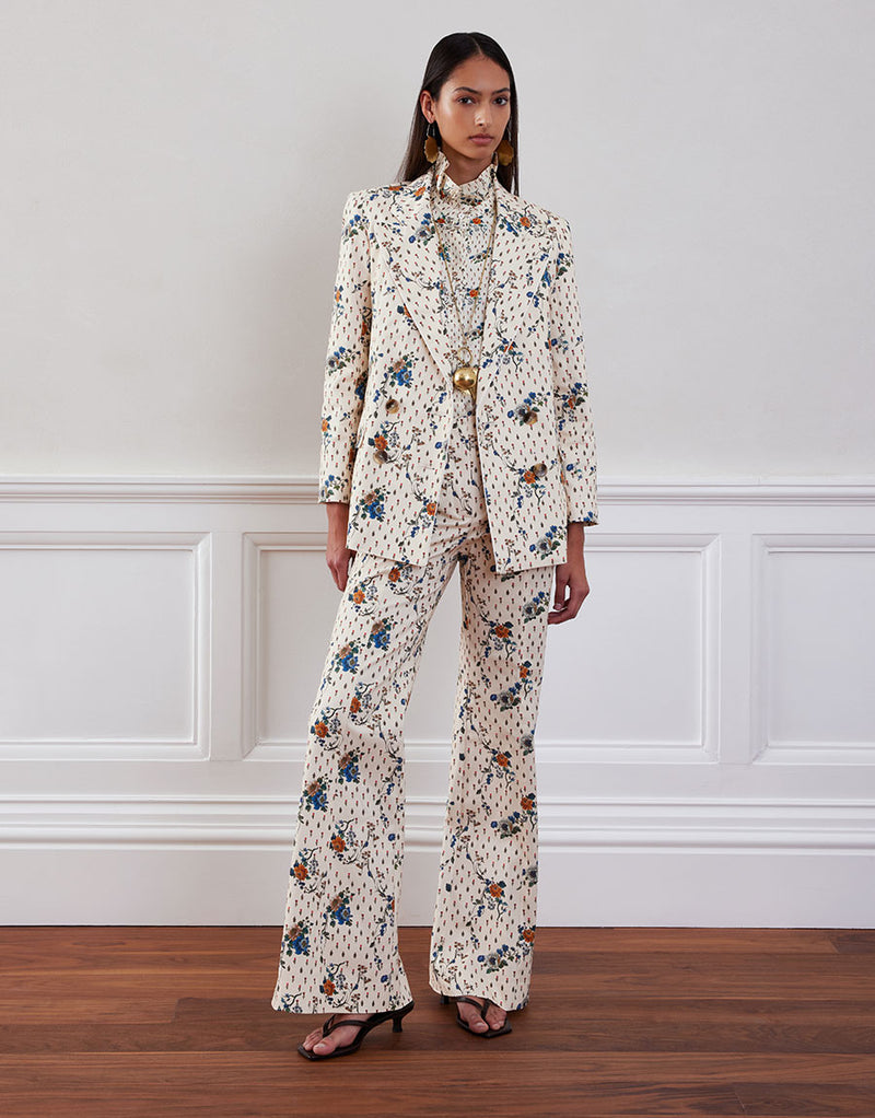 Quinn Twill Jacket - Floral Cream
