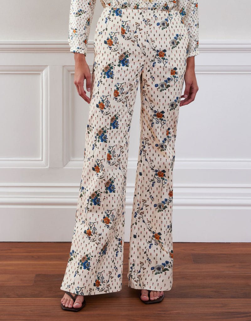 Morgan Twill Trouser - Floral Cream