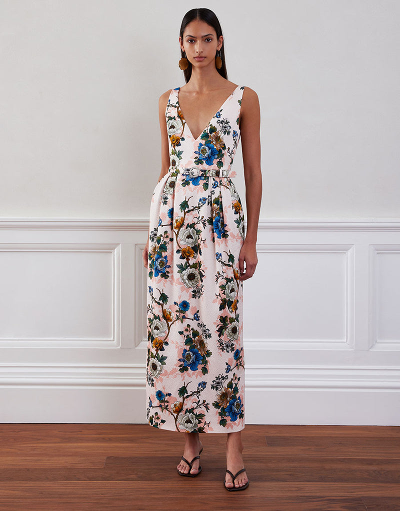 Jules Jacquard Midi Dress - Magic Blossom Pink