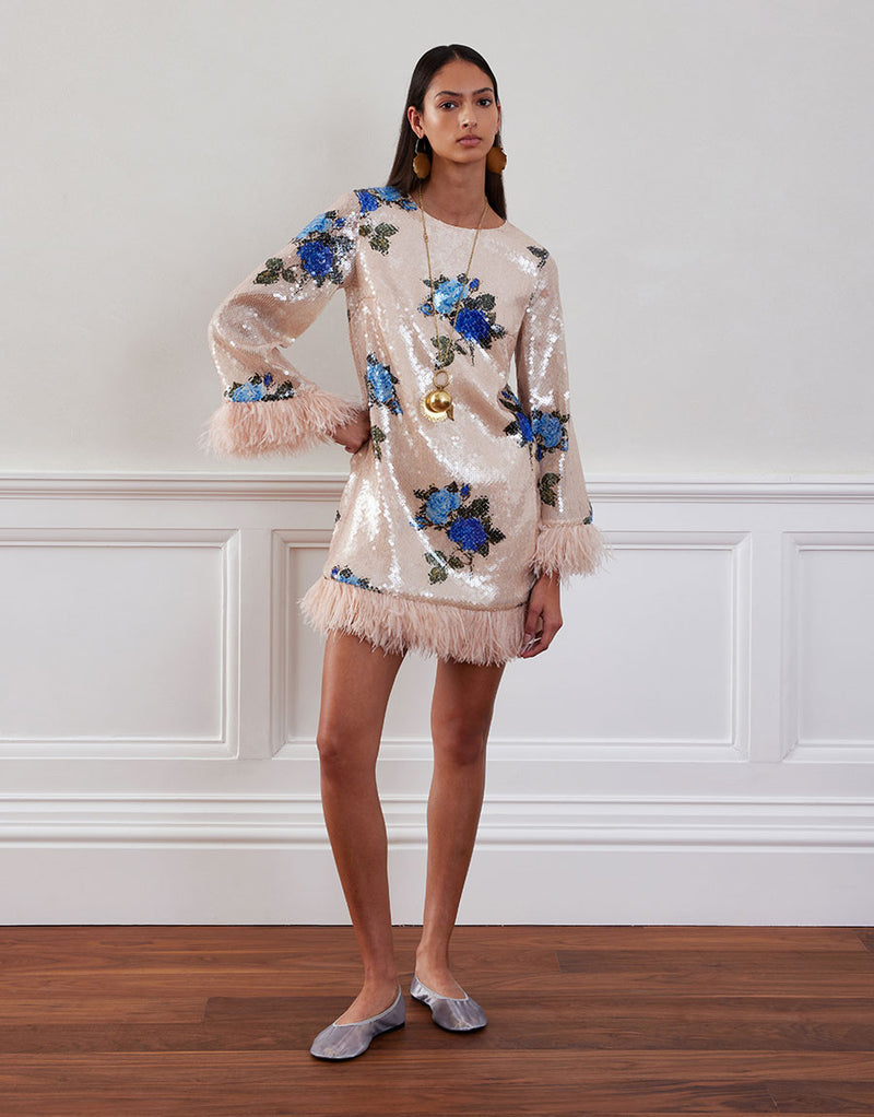 Stevie Sequin Mini Dress - Rose Blue